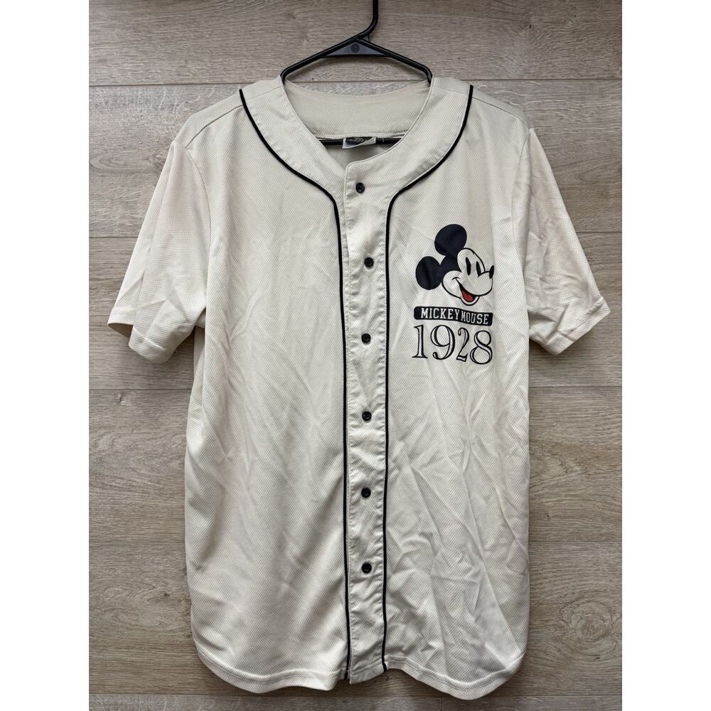 Disney Mickey Mouse 1928 Medium Beige Gold Baseball Jersey